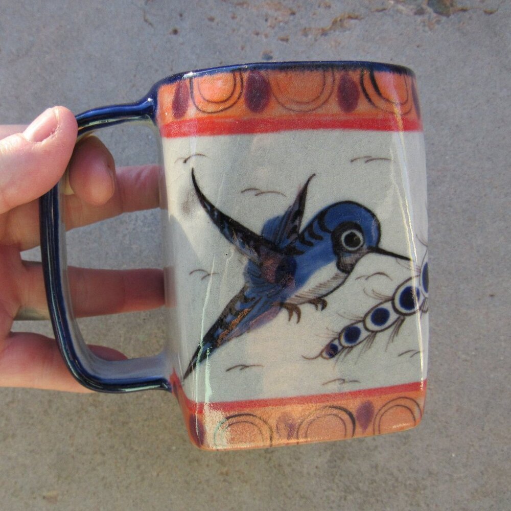 Vintage Hand Painted Mexican Bird Mug
